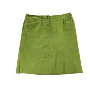 Women's Vintage Talbots Lime Stretch Corduroy Skirt Slash Pockets A Line Size 14